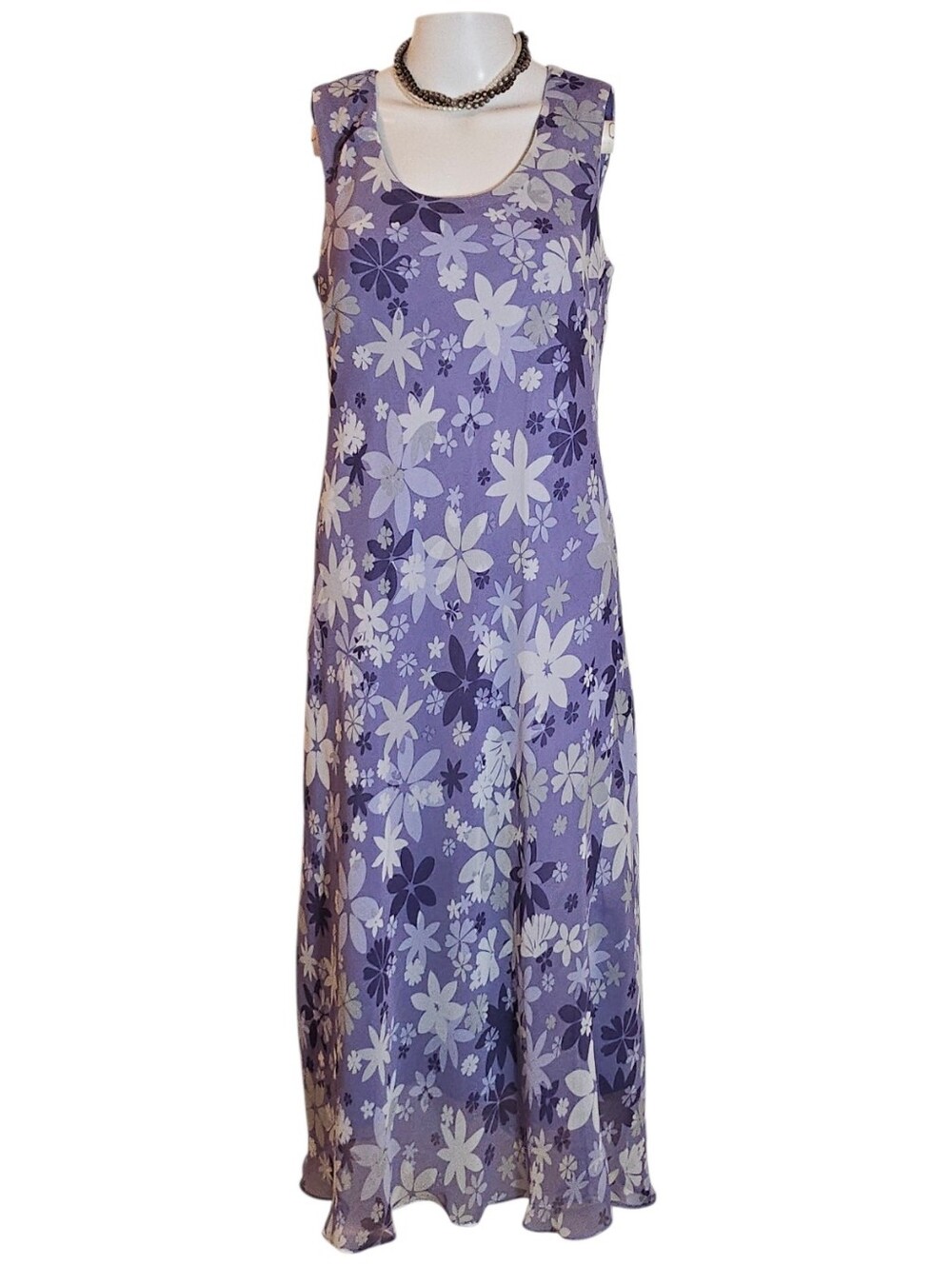 Vintage 90s Karin Stevens Floral Chiffon Midi Dress Whimsigoth NWOT 10